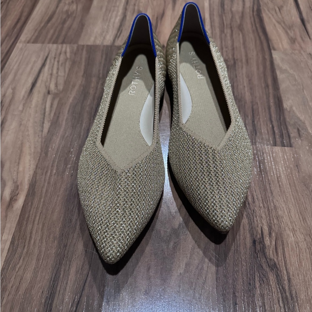 Rothy's Women's Beige and Gold The Point Flats